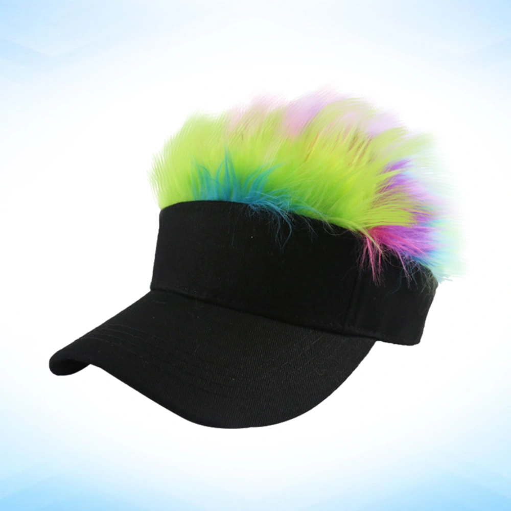 Stylish Baseball Colorful Wig Baseball Hat Adjustable Sun Block Headwear for Man Woman (Black 56-60cm Adjustable)