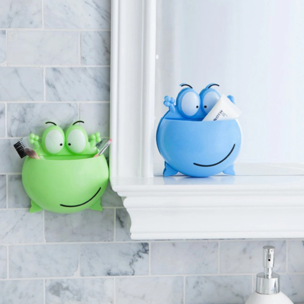 3pcs Cartoon Big Eye Design Wall-mounted Toothbrush Holder Toothbrush Organizer Stand Rack for Home Bathroom (Green + Blue + Pink)