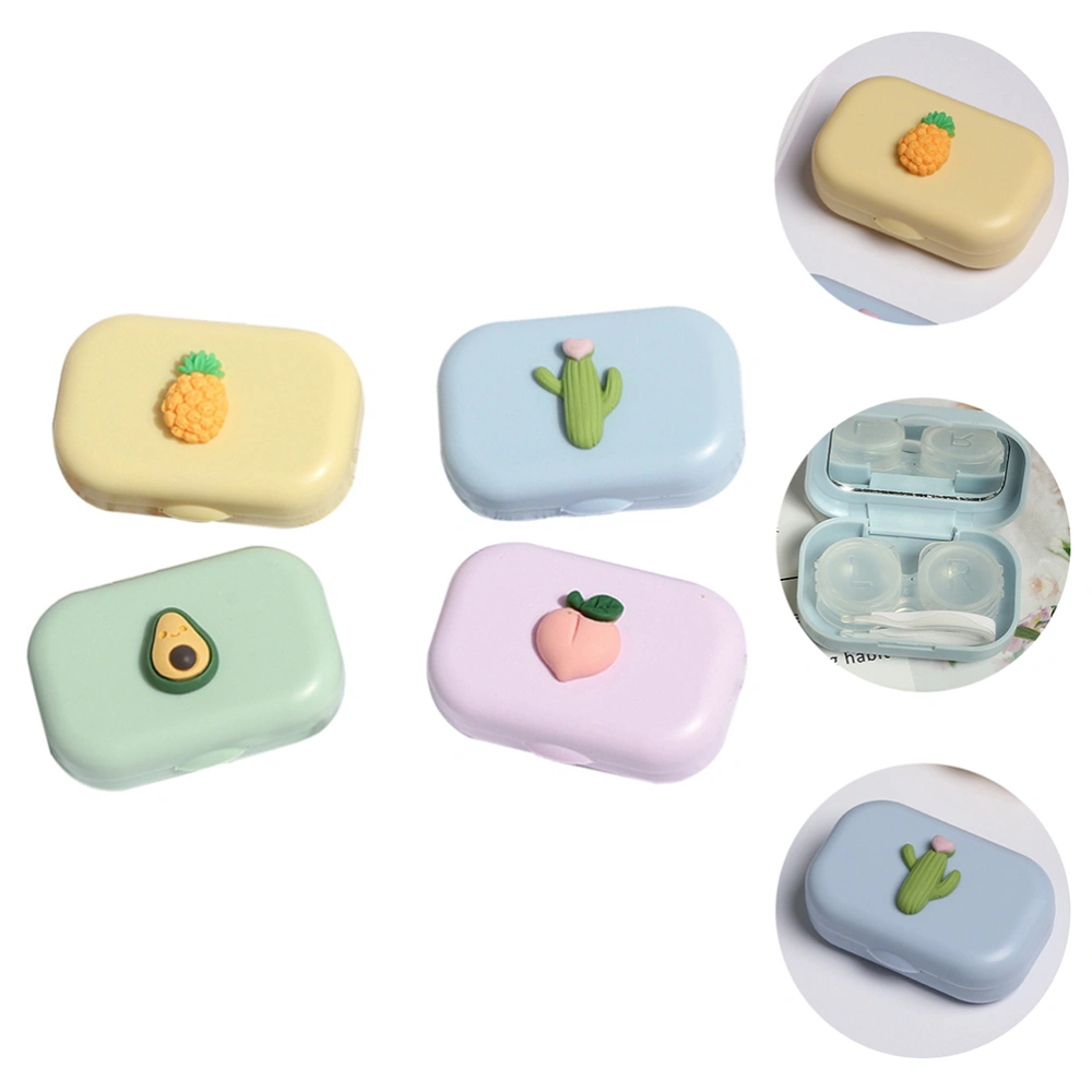 4pcs Cartoon Lens Cases Eye Care Boxes Couple Boxes  (Assorted Color)