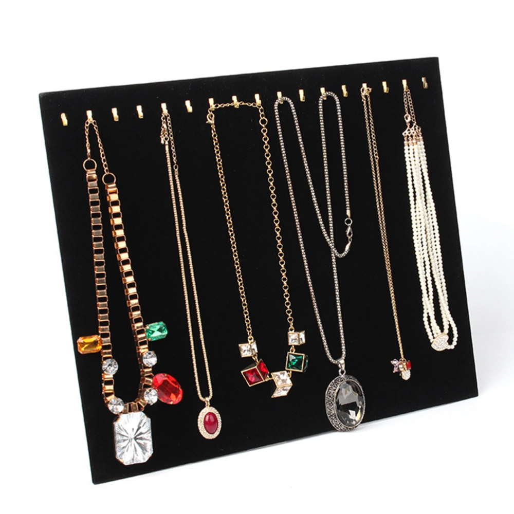 1pc 17 Hooks Jewelry Display Stand Necklace Pendant Neck Chain Rack Holder Organizer (Black)