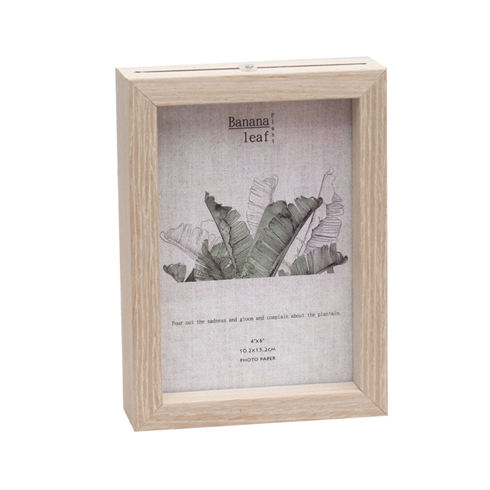 8 Inches Plant Dried Flower Leaves Specimen Box Double Sided Glass Photo Frame Wooden Creative Table Decoration with Original Photo Paper(Beige)