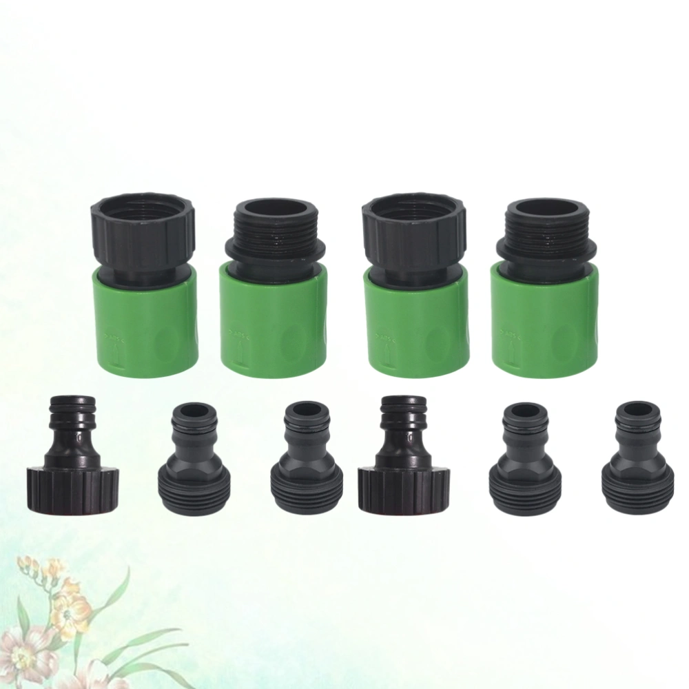 10PCS/Set 3/4 inch Quick Release Hose Connector Thread Garden Faucet Adapter for Indoor Outdoor Household Garden (Black and Green)