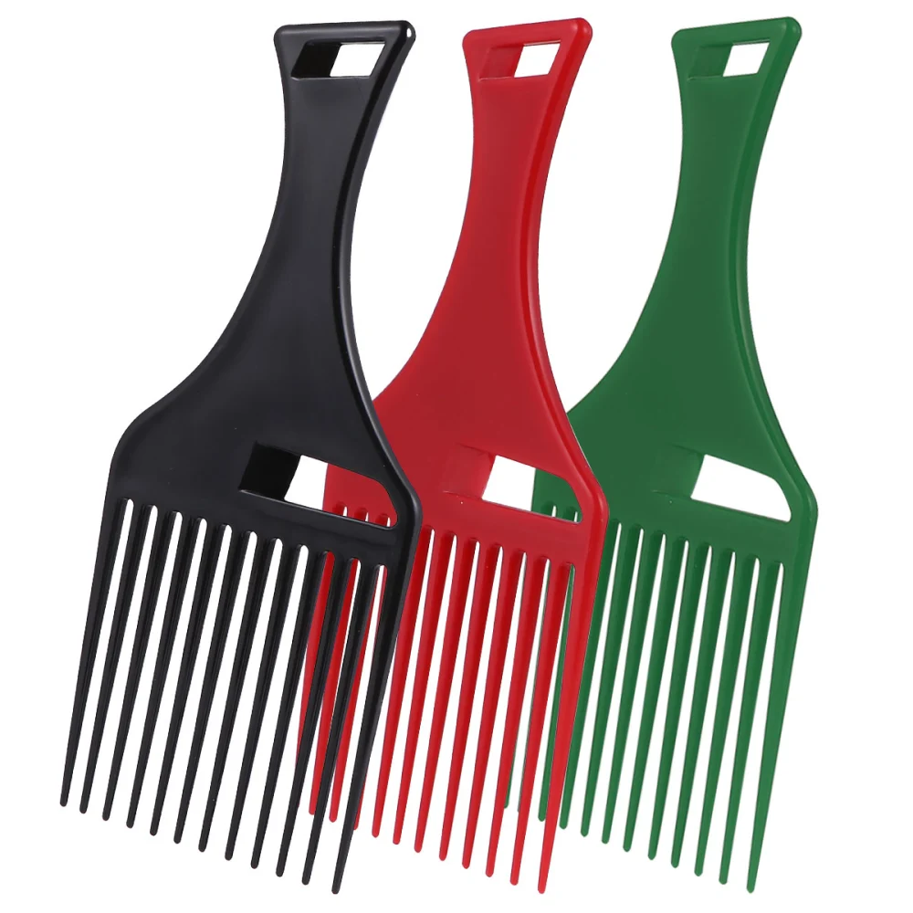 3pcs Plastic Hair Pick Comb Smooth Hair Pick Comb for Afro Hair Curly Hair