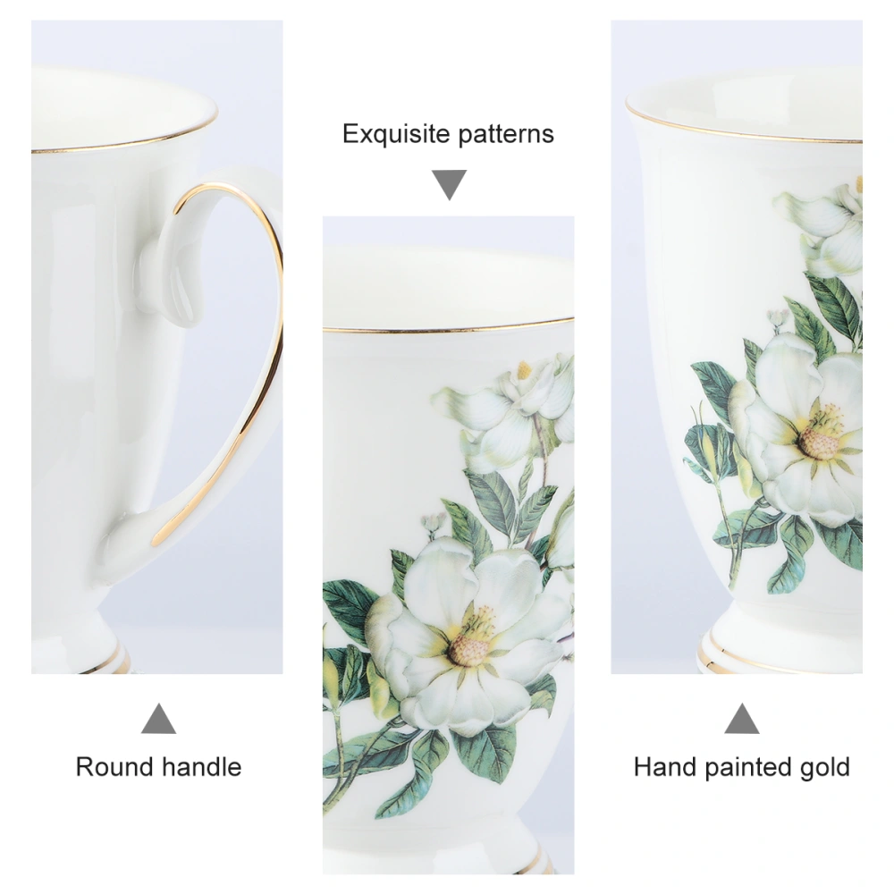 Bone China Mug Floral Coffee Latte Cappuccino Tea Drinking Cup Gifts Ceramic Mug (350ml)