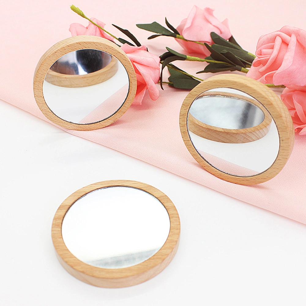 4PCS Elm Mini Size Makeup Mirror 6.5cm 7.5cm Round Portable Pocket Mirror