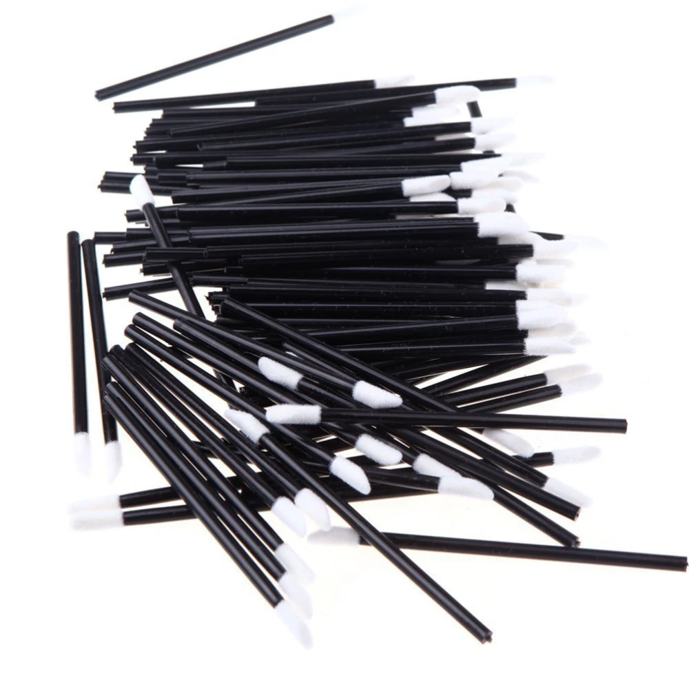 50pcs Disposable Lip Stick Applicators Brush (Black)