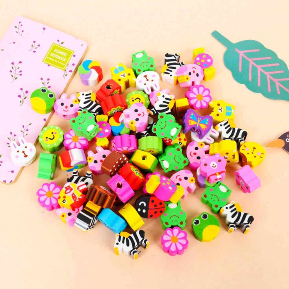 50pcs Students Rubber Erasers Cartoon Pencil Eraser Office School Stationery with Hollow Hole (Mix Type)