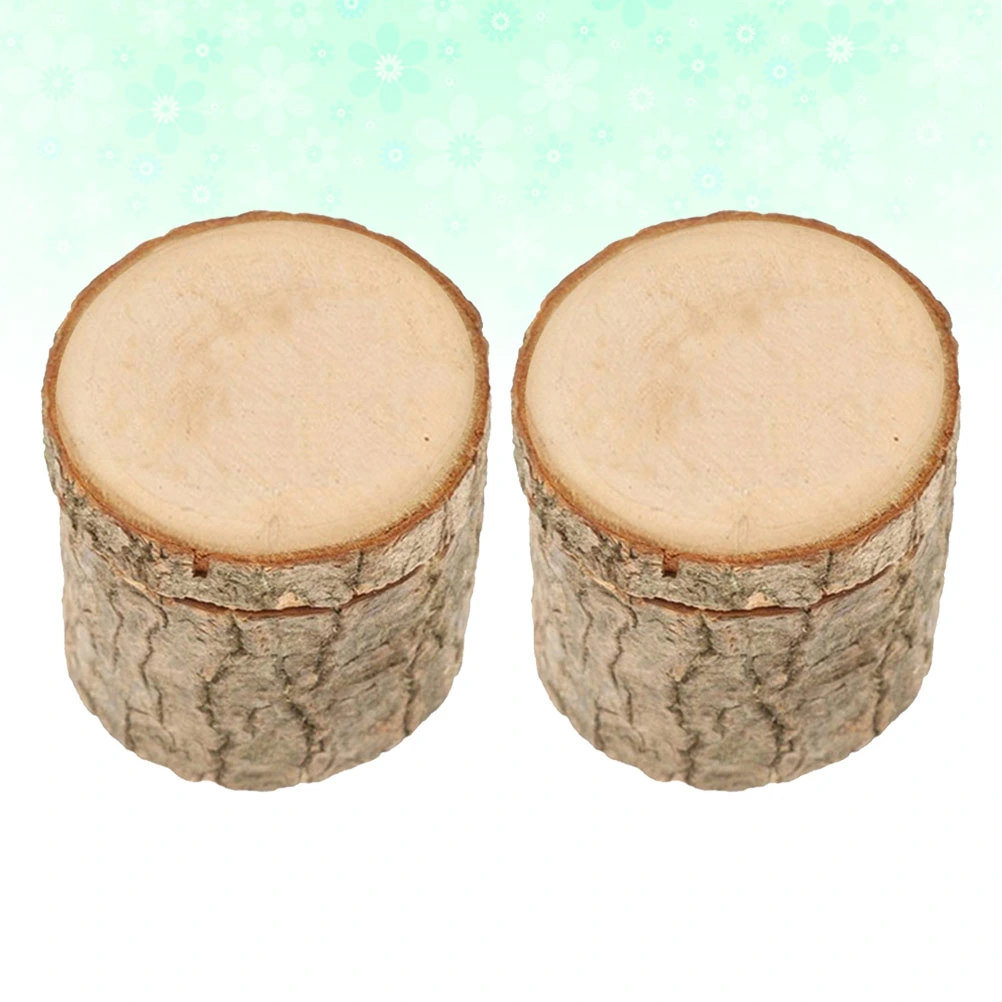 2pcs Rustic Wooden Ring Storage Box Engagement Ring Case DIY Craft Wedding Adornment Vintage Jewelry Box Ring Holder