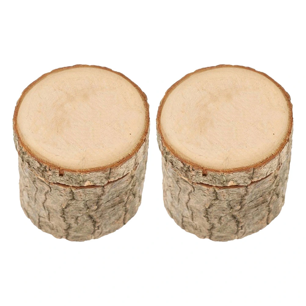 2pcs Rustic Wooden Ring Storage Box Engagement Ring Case DIY Craft Wedding Adornment Vintage Jewelry Box Ring Holder