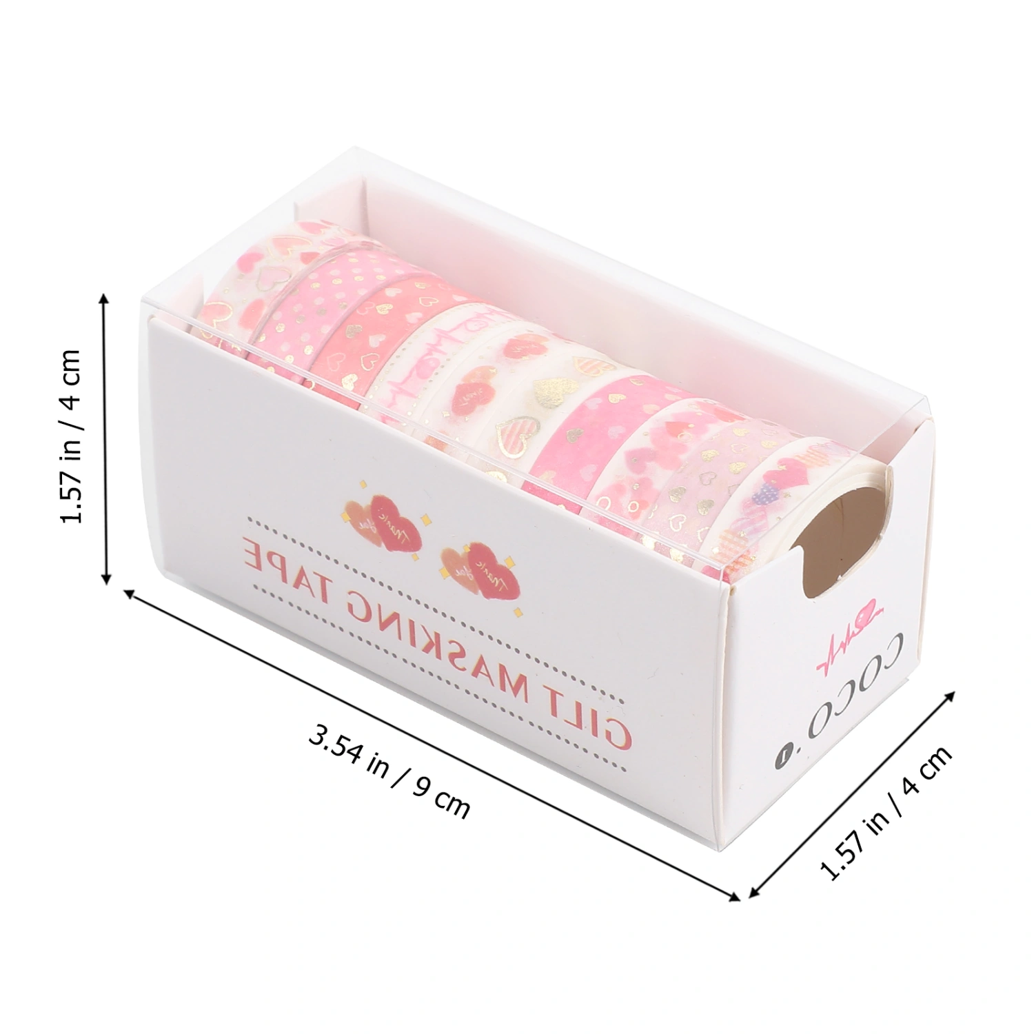 10 Rolls Washi Masking Tape Decorative Assorted Tape Set for Scrapbook (Pink)