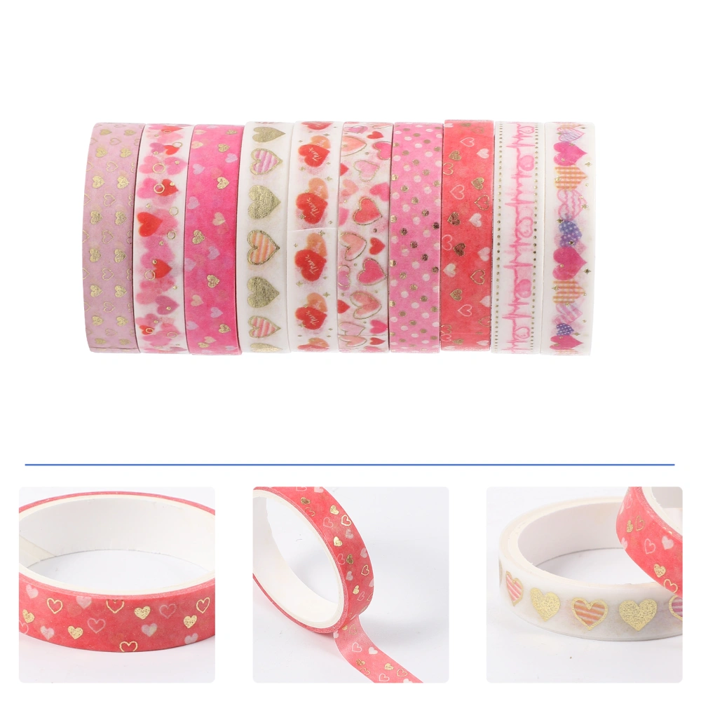 10 Rolls Washi Masking Tape Decorative Assorted Tape Set for Scrapbook (Pink)