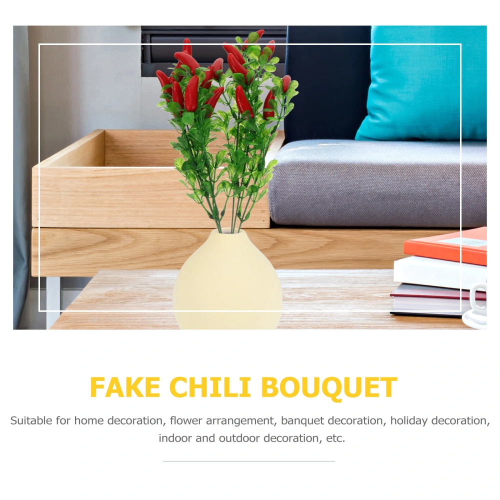 4pcs Plastic Simulation Pepper Bouquet Durable Fake Chili Bouquet for Home