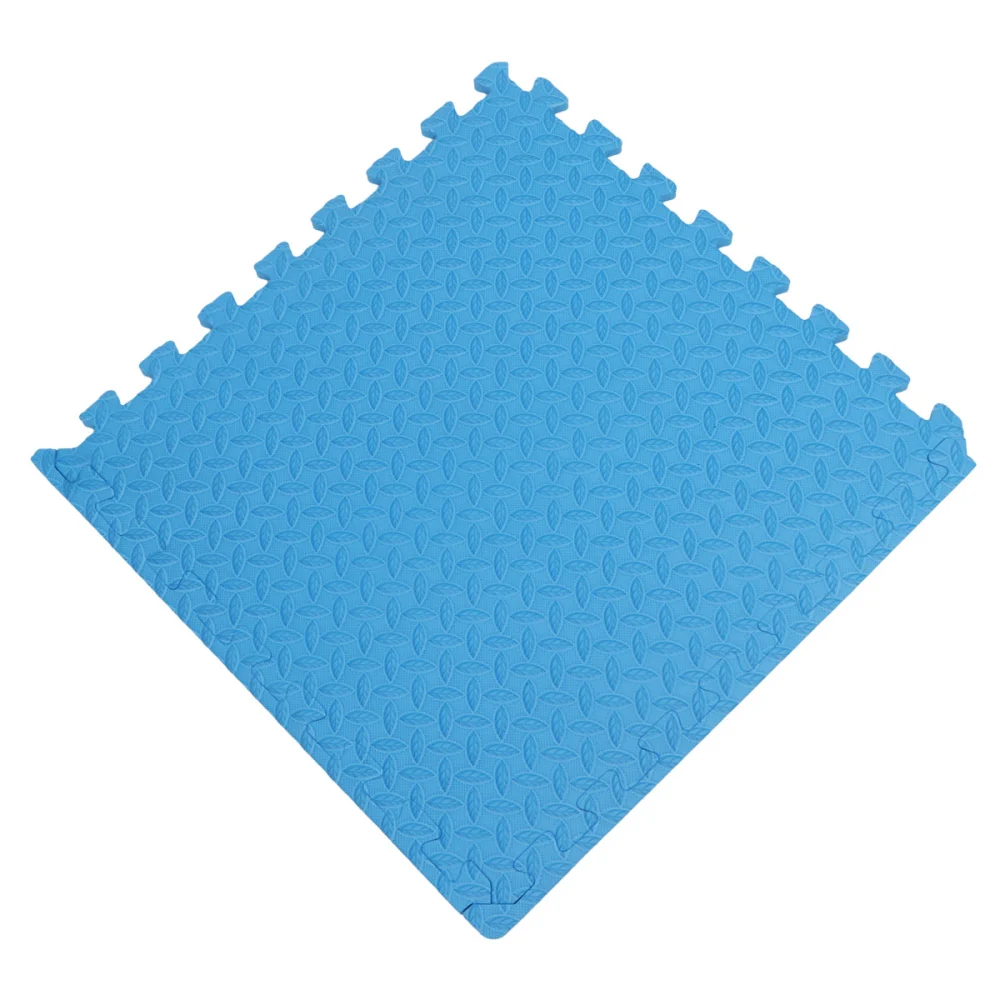 6pcs 50x50x1.2cm Climb Mat Children Splicing Climbing Pad EVA Floor Pad Rugs with Sidebar for Gym Dance Room Bedroom (Blue, Leaves Pattern)