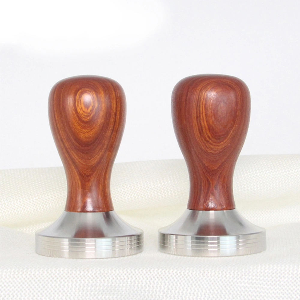 1 Pc Red Sandalwood and Stainless Steel Italian Coffee Tamper 51mm Thread Base Espresso Tamper Coffee Bean Press