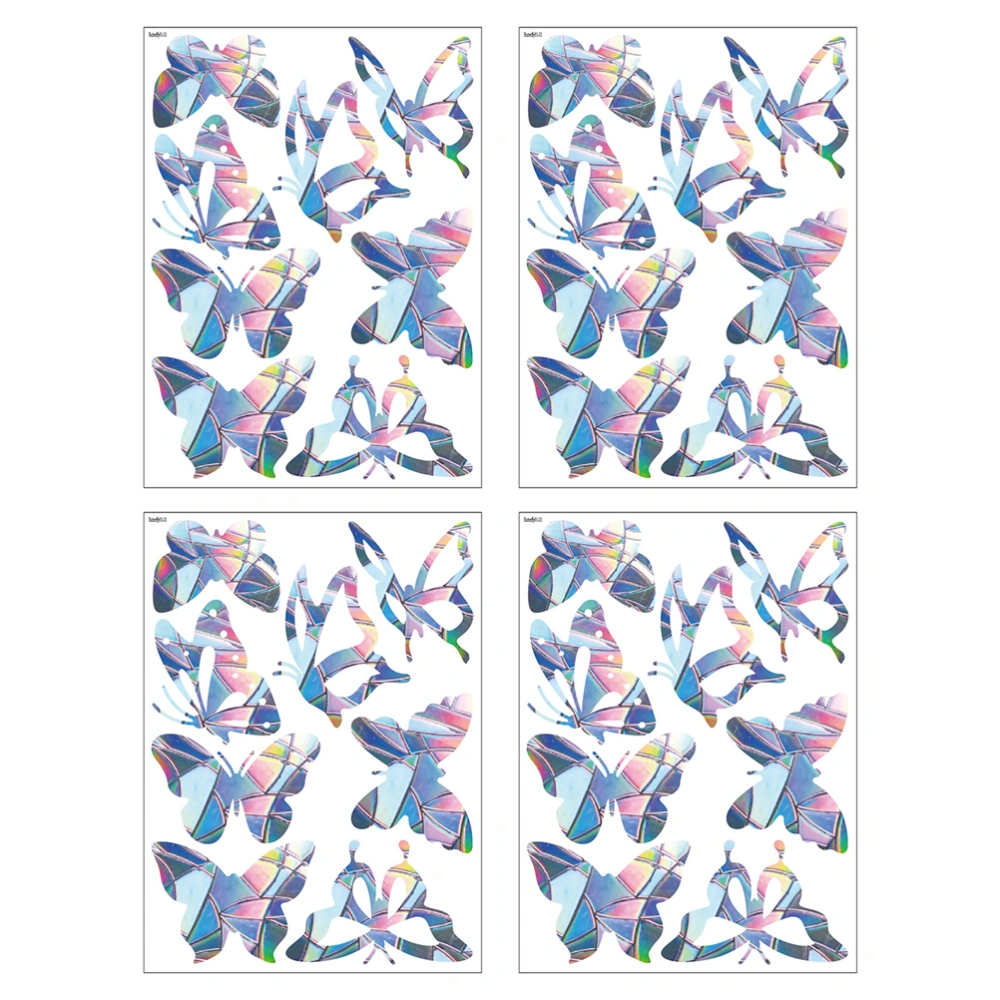 4pcs Butterfly-design Wall Clings Electrostatic Rainbow Prisms Window Pastes