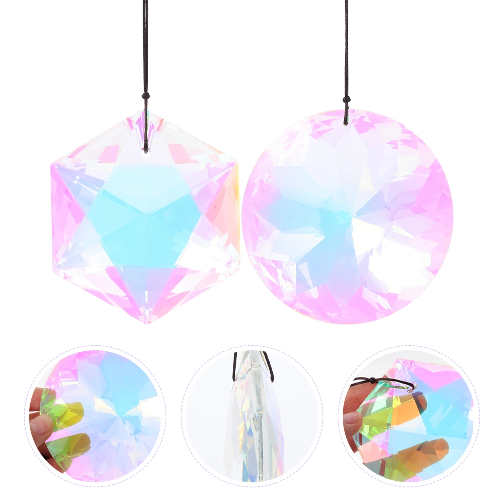 2Pcs DIY Crystal Colored Pendant Delicate Home DIY Crystal Hanging Adornment