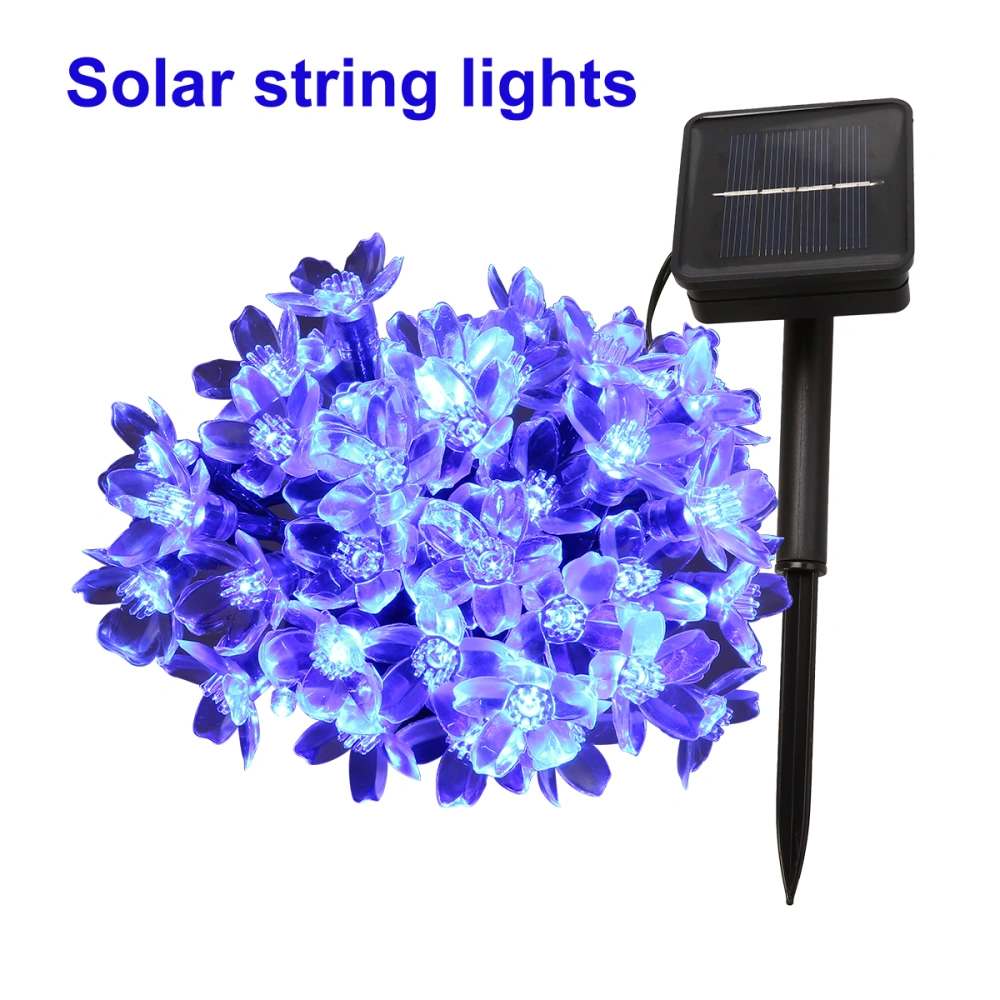 Sakura Solar String Lights 50 LED Cherry Flower Outdoor Solar Powered Lights for Patio Garden Wedding Party Decoration (Blue Light)