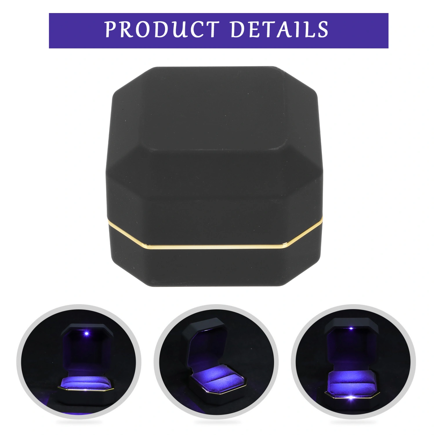 LED Lighting Ring Box Unique Ring Case Glowing Jewelry Organizer Ring Box