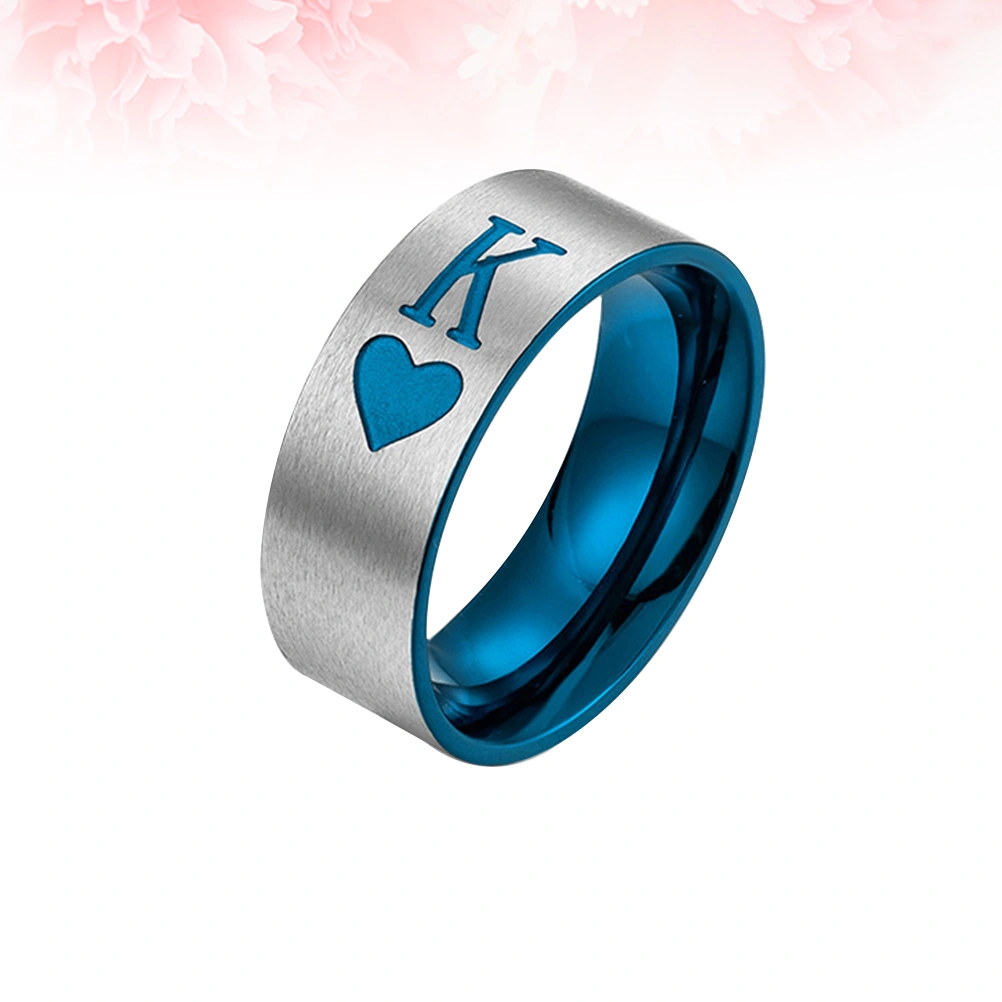 1Pc Fashion Couple Ring Delicate Titanium Steel Finger Ring Elegant Charming Ring Jewelry for Adults Men Women (K Size 11#)
