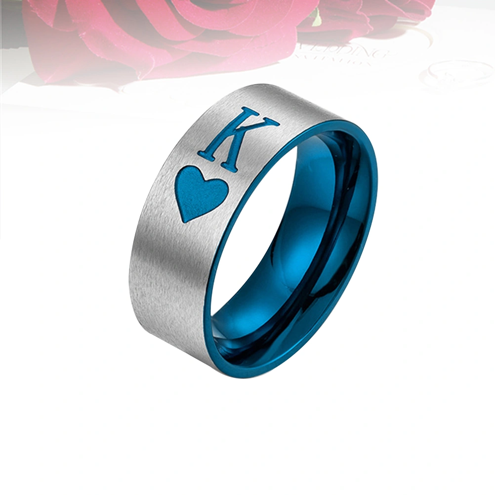1Pc Fashion Couple Ring Delicate Titanium Steel Finger Ring Elegant Charming Ring Jewelry for Adults Men Women (K Size 11#)