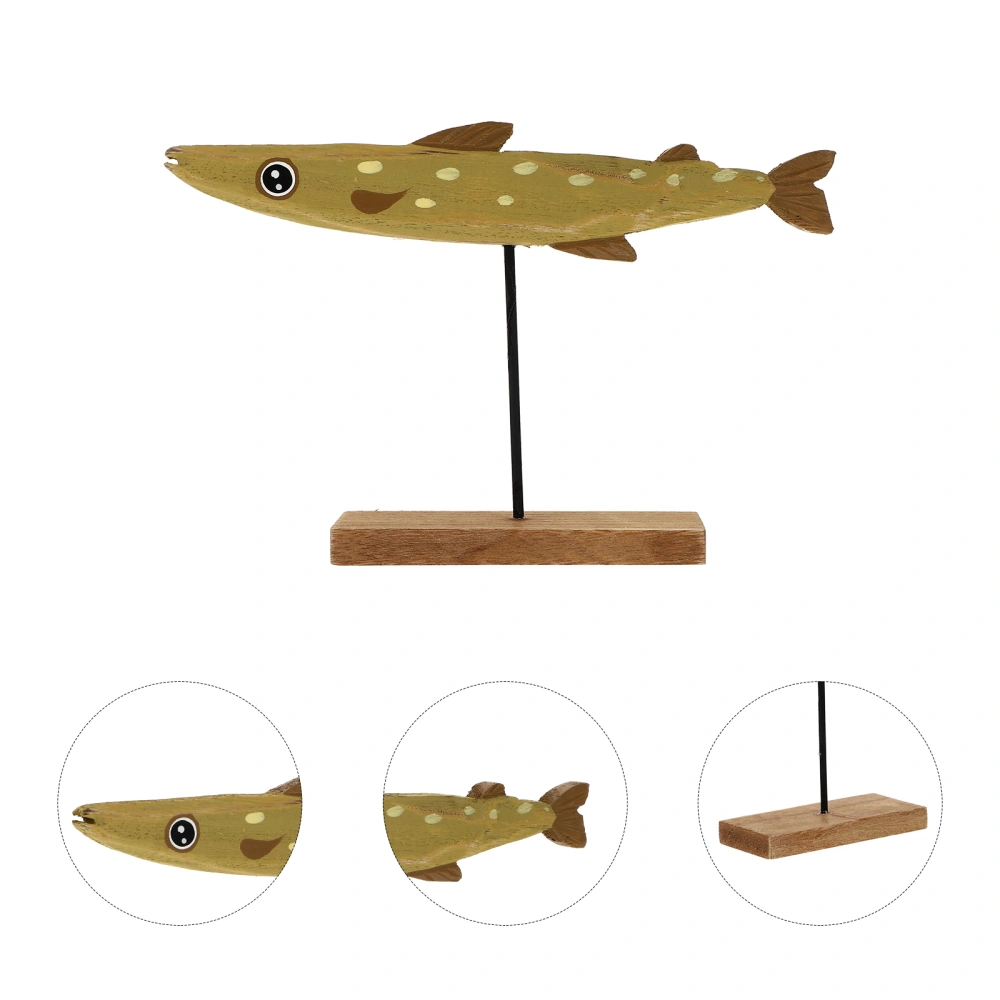 Mediterranean Style Fish Decor Wooden Fish Adornment Desktop Fish Model