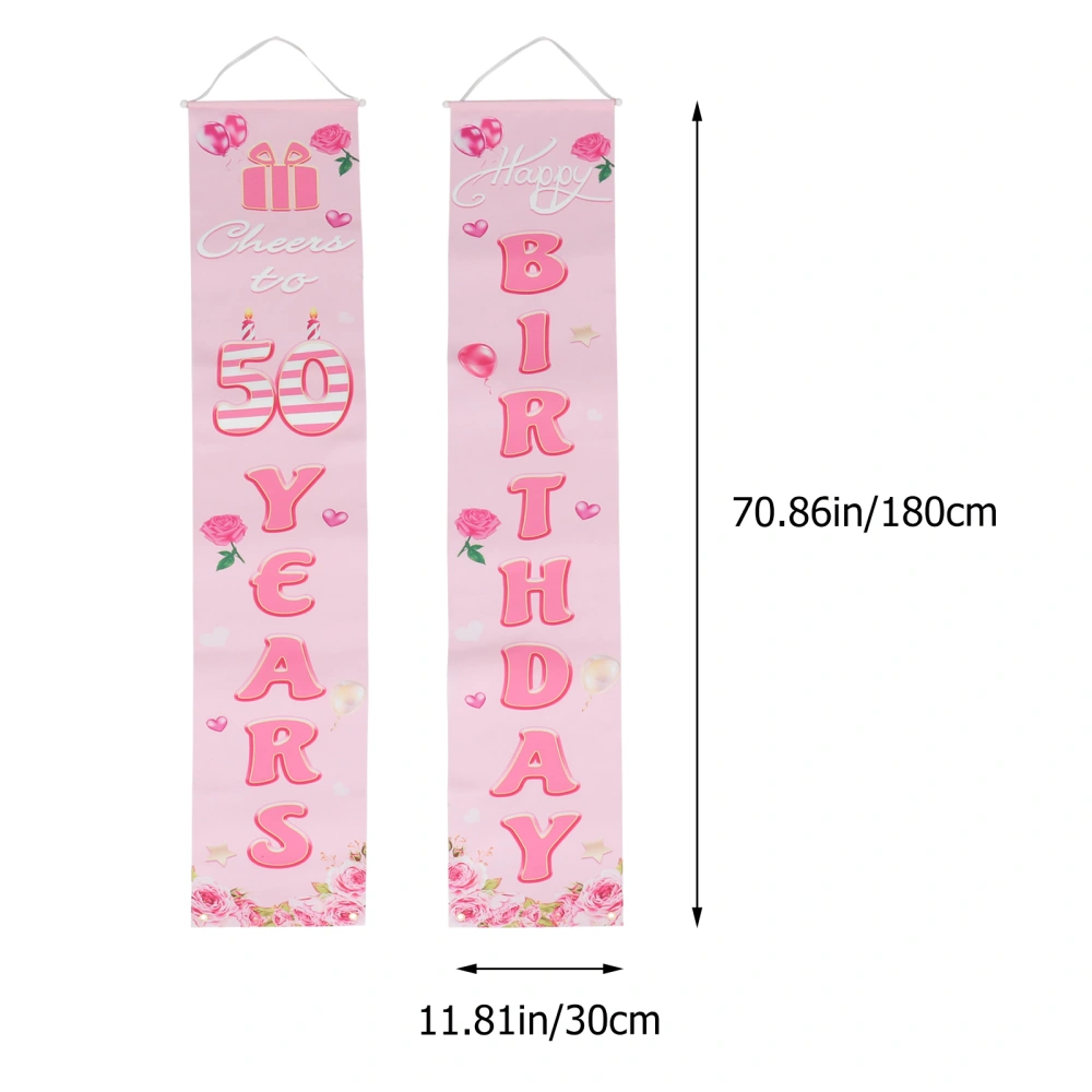 1Pair Birthday Party Door Curtain Decorative Door Banner Polyester Couplet