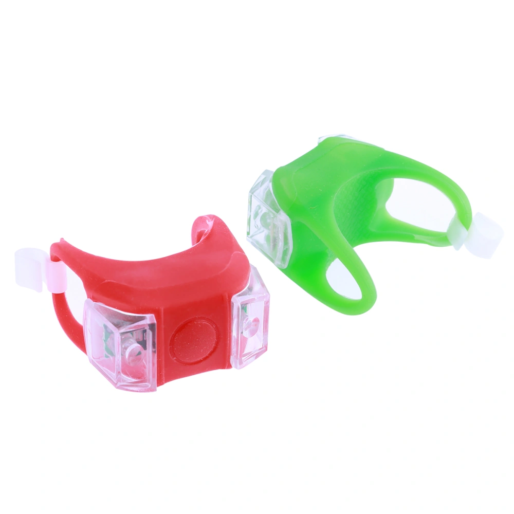 2 PCS LED Front Light Silicone Bike Rear Light Tail Lamp Waterproof Cycling Flash Safety Light MTB Accessories (Red + Green)