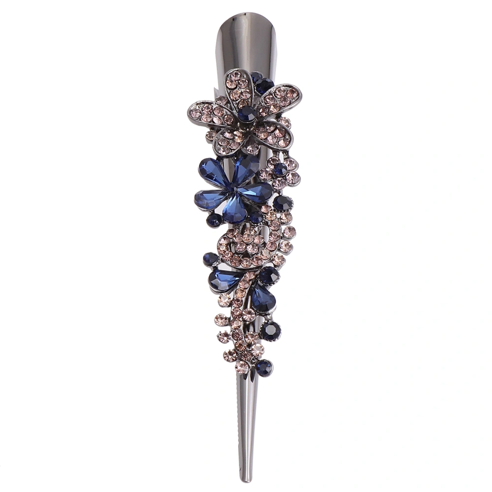 1Pc Duckbill Clip Rhinestone Studded Hairpin Hair Clip Bobby Pin Hair Styling Barrette Headwear Hair Accessory (Dark Blue)