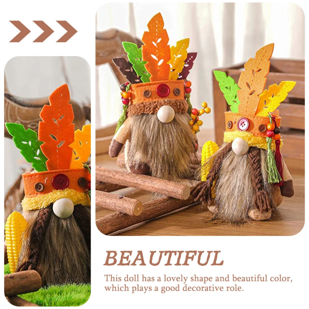 2pcs Harvest Festival Tableware Decorations Thanksgiving Holiday Gnome Ornaments