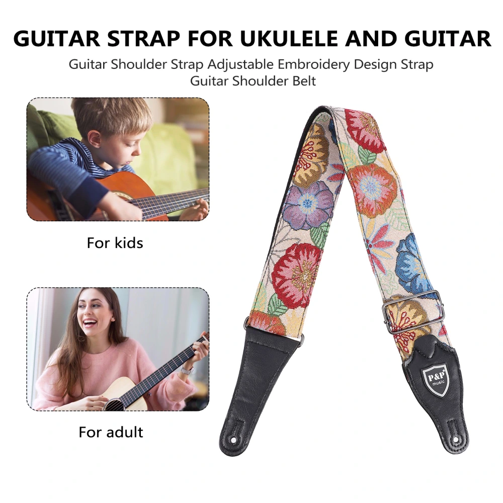 Guitar Shoulder Strap Adjustable Embroidery Design Strap Guitar Shoulder Belt