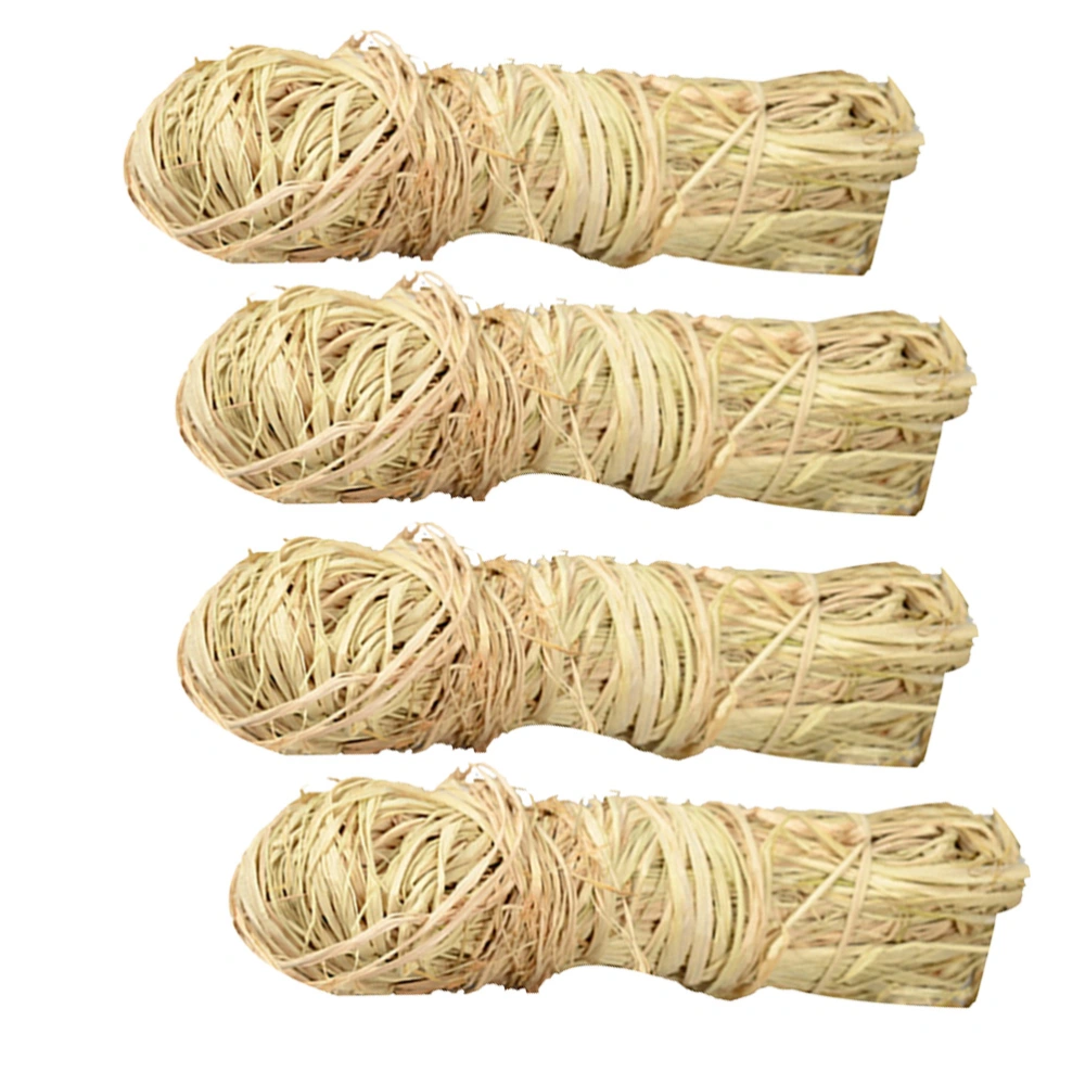 4pcs Raffia Bundle Coasters Bracelet Weaving Raffia Ribbon Packing Ribbon