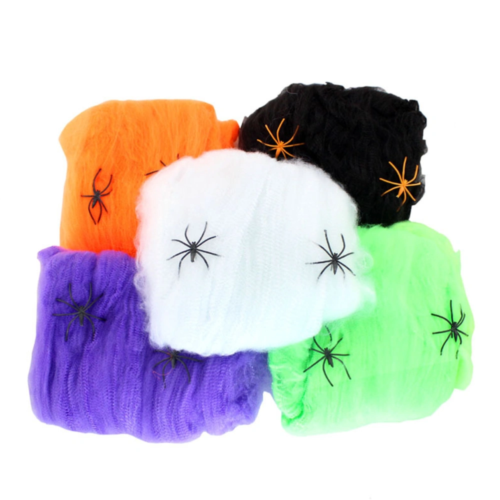 Elastic Cotton Spider Web for Halloween Home Bar Party Decoration (Purple)