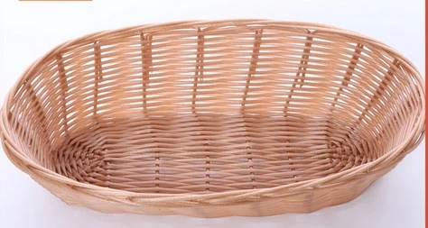 10pcs Woven Bread Baskets Fruit Baskets Imitation Rattan Plastic Basket Food Serving Holders