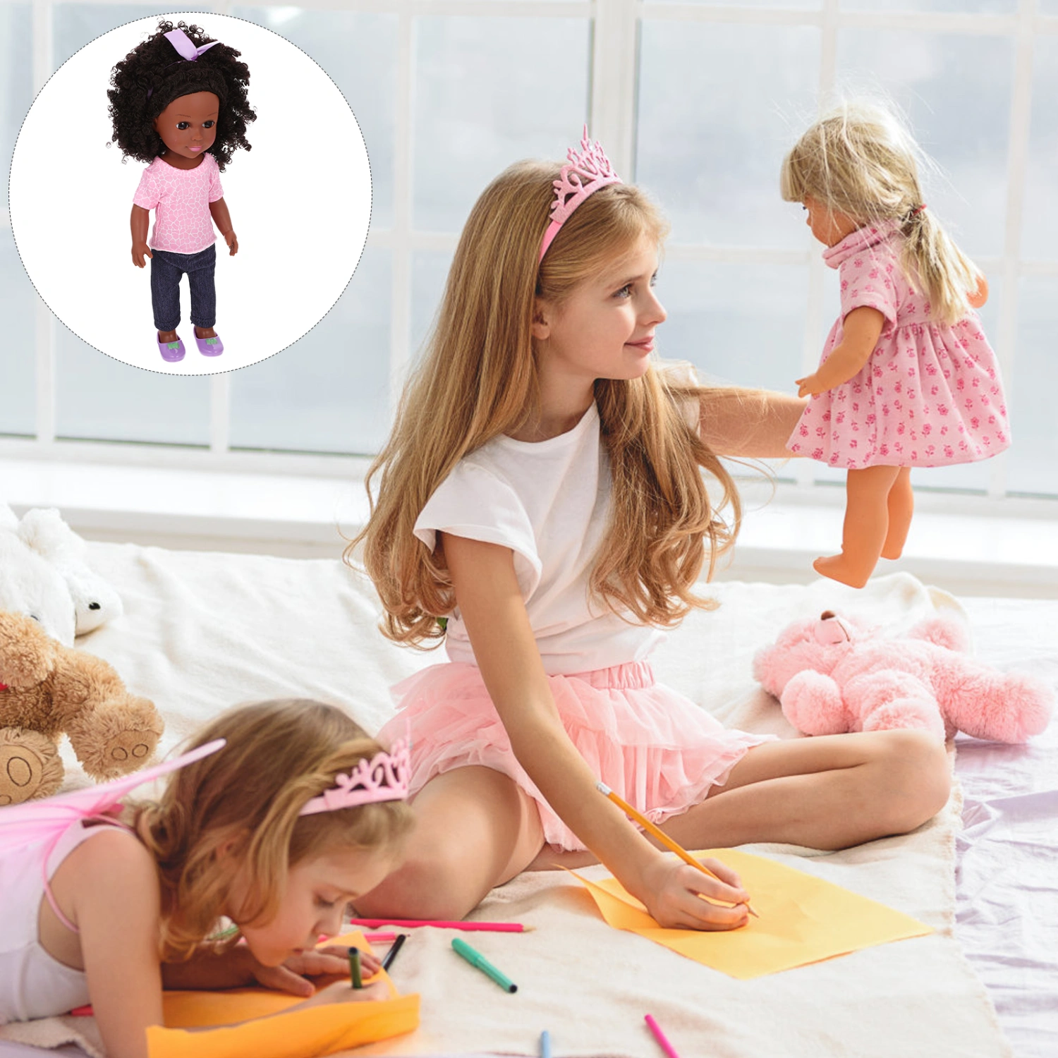 Black Doll Baby Girl Doll Clothes Set Lifelike African American Baby Girl Doll