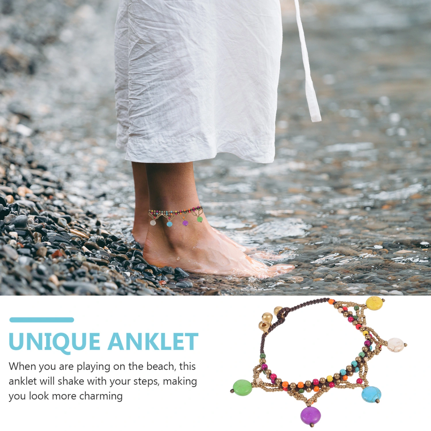 1Pc Beach Anklet Turquoise Design Foot Chain Pendant DIY Anklet Accessory