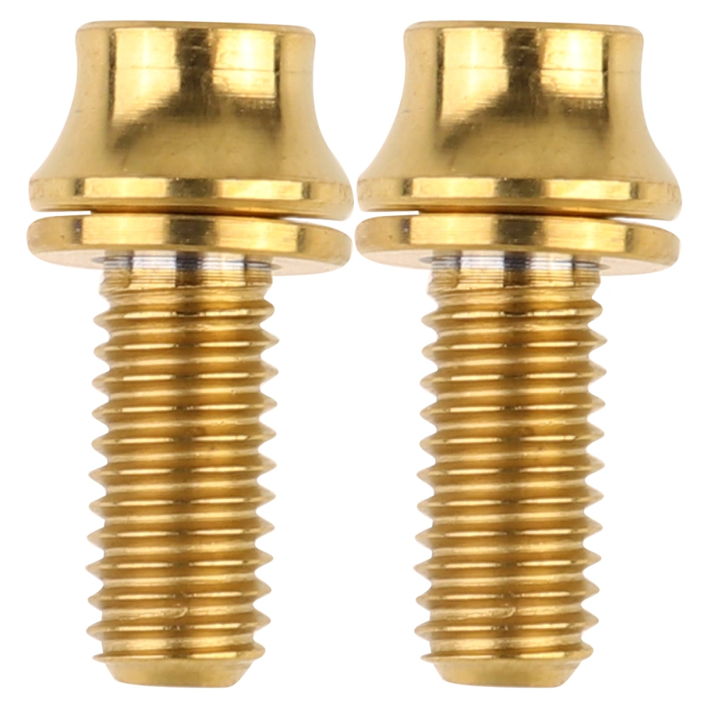 2PCS M5x12MM Kettle Frame Screw Titanium Alloy Screw Mountain Bike Road Handle Screw (Golden)