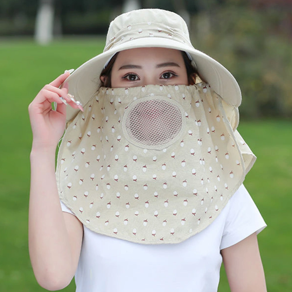 Summer Sunscreen Face Mask Hat Protective Neck Cover Hat Anti-UV Supplies Hat Hiking Neck Hood Hat (Yellow)