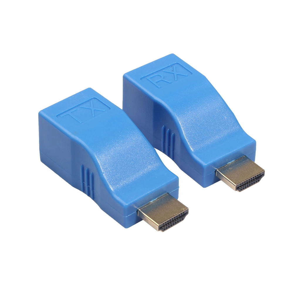 2pcs 1080P Extender to RJ45 Over Cat 5e/6 Network LAN Ethernet Adapter 30 Meters 2.5Gbps IEEE-568B Standard (Sky-blue)