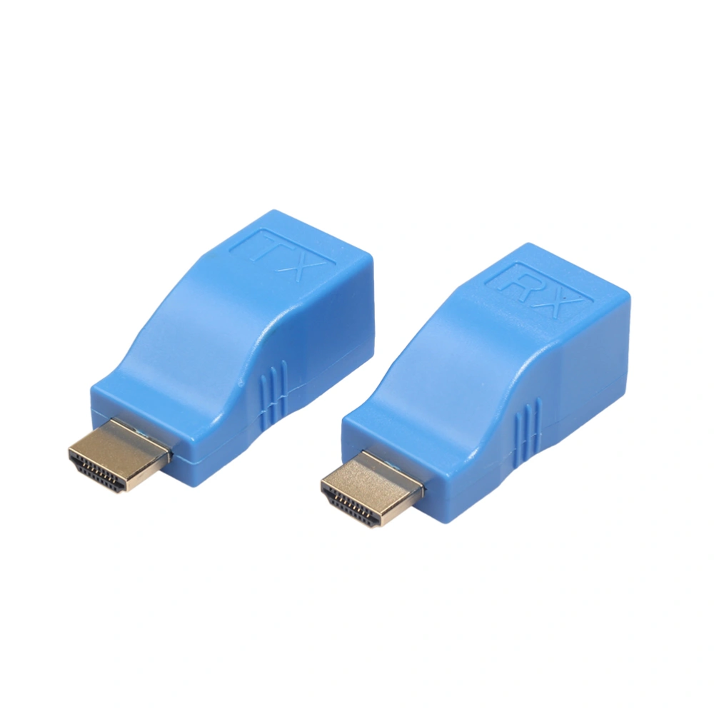 2pcs 1080P Extender to RJ45 Over Cat 5e/6 Network LAN Ethernet Adapter 30 Meters 2.5Gbps IEEE-568B Standard (Sky-blue)