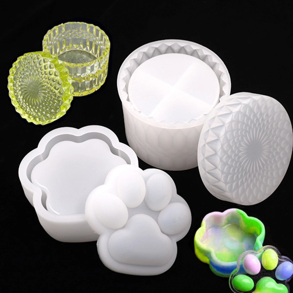 2 Sets Silicone Storage Box Molds Creative DIY Jewelry Box Molds White