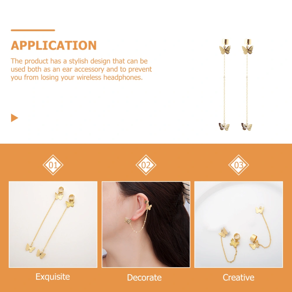 1 Pair Anti-lost Earrings Wireless Earphone Holder Butterflies Earrings Ear Cuff