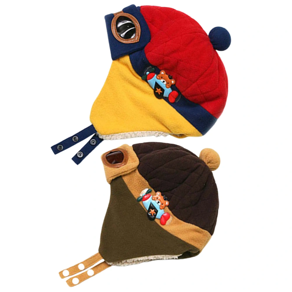 2Pcs Decorative Children Hats Adorable Warm Hats Wear-resistant Kids Pilot Hats Kids Supply