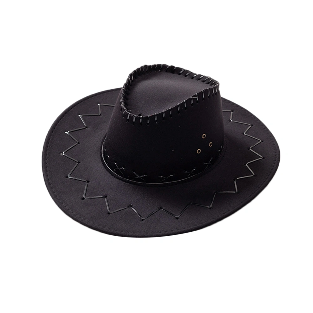 Summer Sunhat Cowboy Straw Hat Knight Hat Unisex Sun Hat Adults Sun Protection Hat Black Size2