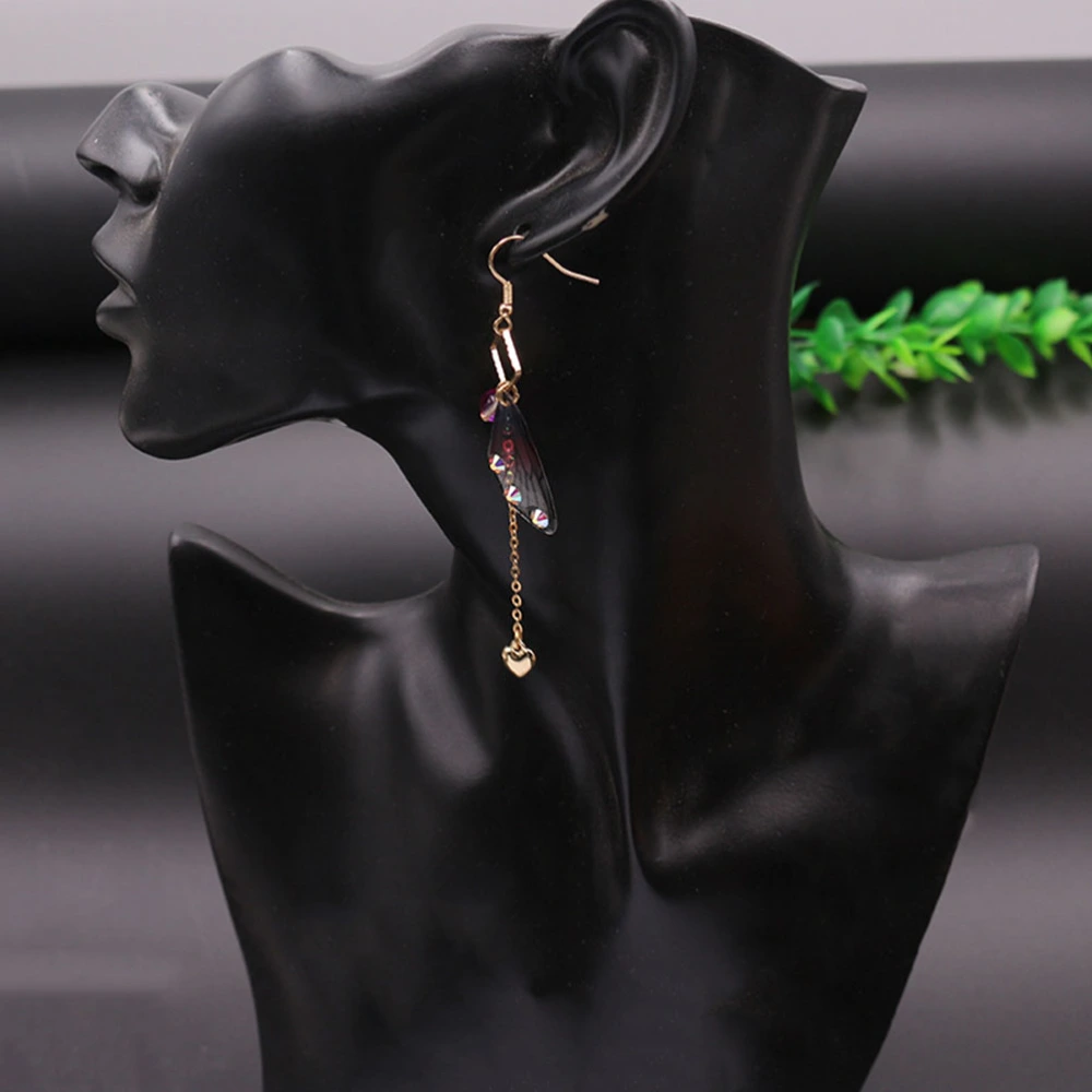 1 Pair Exquisite Ear Stud Imitation Cicada Wing Earrings (Golden)