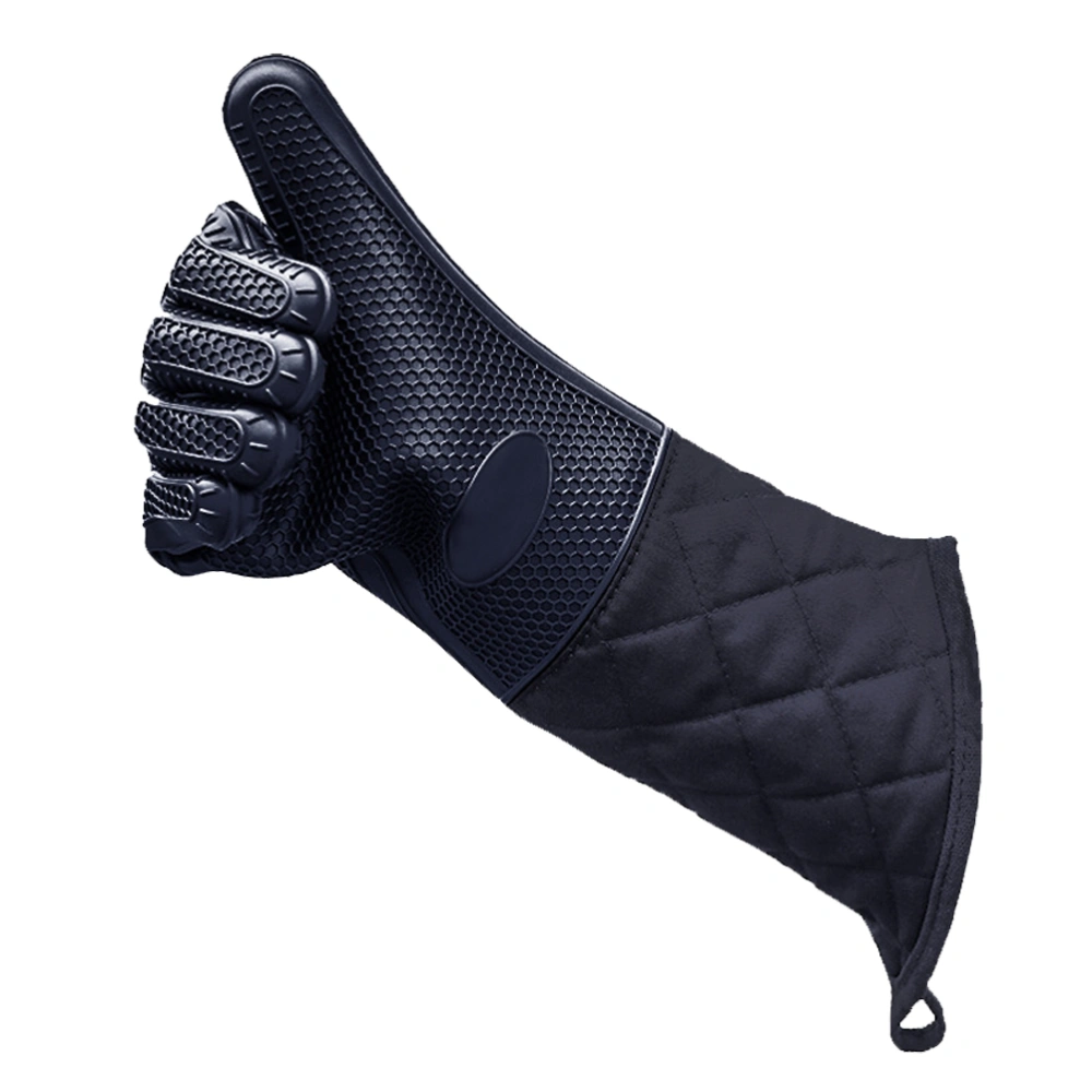 Kitchen Oven Gloves Honeycomb Silicone Gloves Heat Insulation Oven Gloves Microwave Baking Mitt (Black)