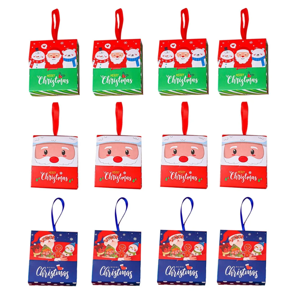 12Pcs Christmas Gift Bag Candy Holder Storage Box Christmas Cookie Boxes