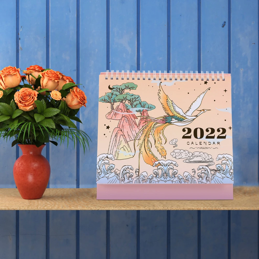 1Pc Mini 2022 Calendar Classical Paper Tabletop Calendar Office Desktop Calendar