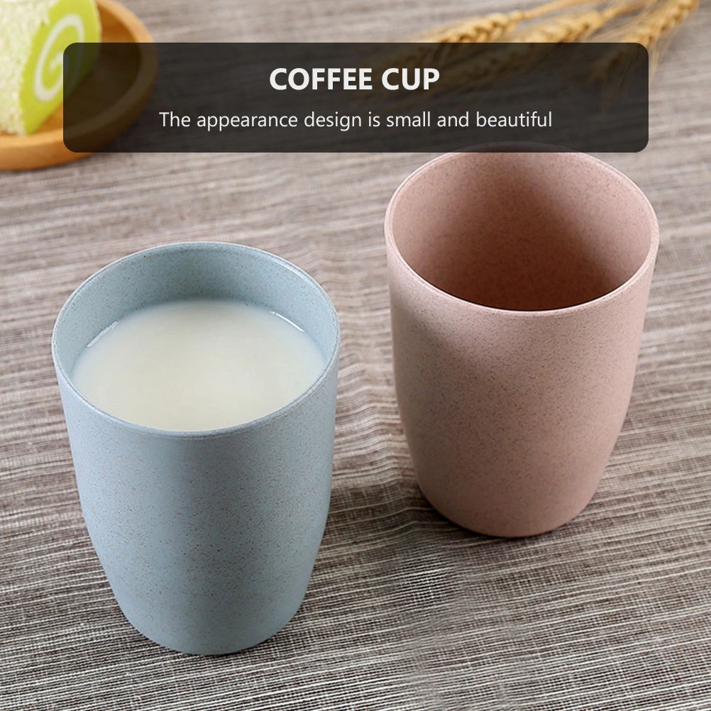 5Pcs Water Cups Milk Cups Juice Cups Wheat Straw Drink Mugs (Assorted Color)
