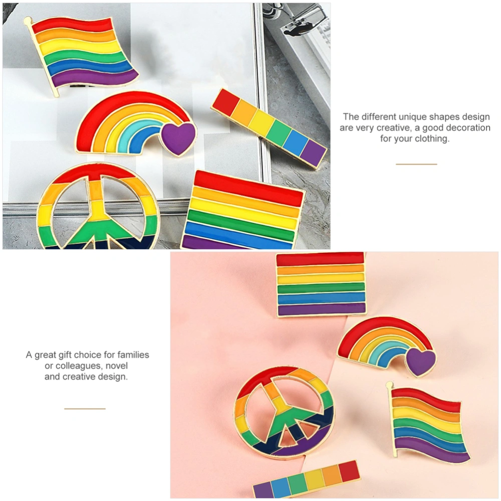 5pcs Rainbow Brooch Pin Women Clothes Decoration Lapel Pin DIY Brooch Pin