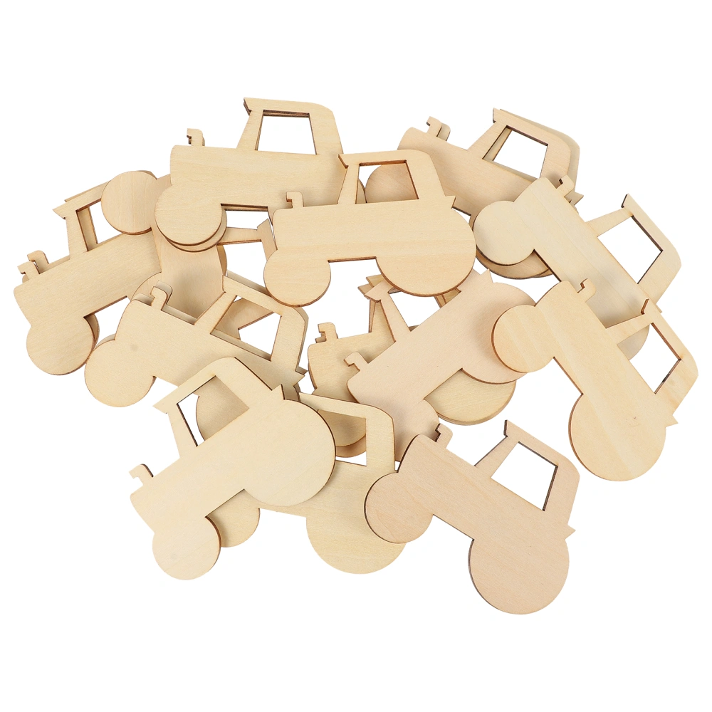 20pcs Unfinished Wooden Tractor Cutouts Graffiti Wood Chips Wooden Slices Pendant